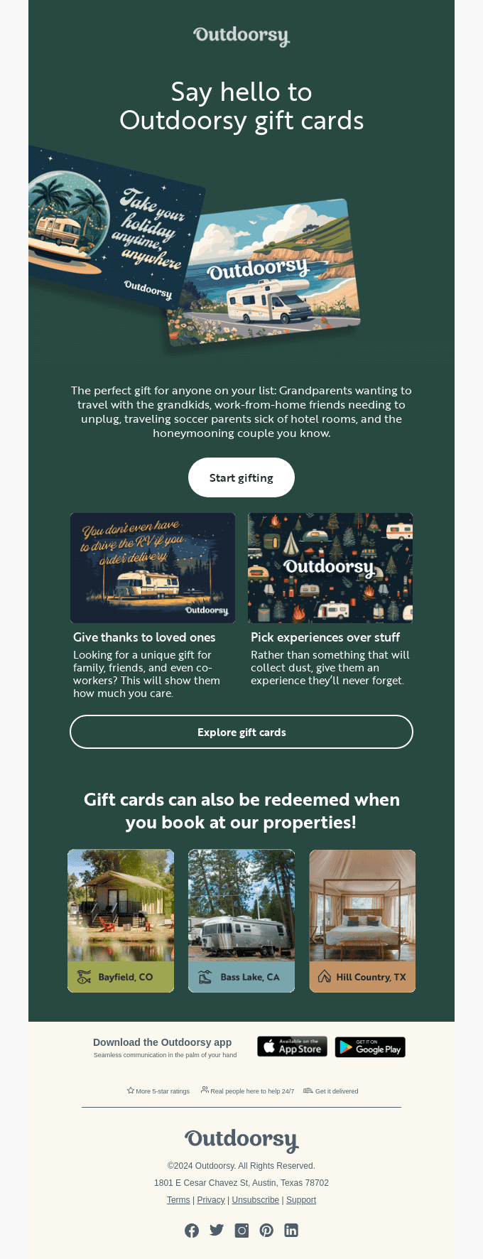 Outdoorsy gift cards are here!