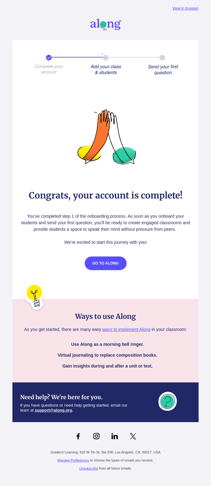 🎉 You finished setting up your account!